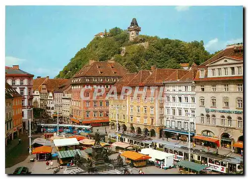 Cartes postales moderne Graz Hauptplatz Erzhezog Johann Denkmal mit Schlossberg