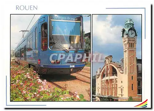 Moderne Karte Rouen Le metro et le gare