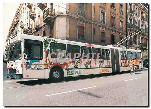 Moderne Karte Trolleybus 696 des Transports publics genevois