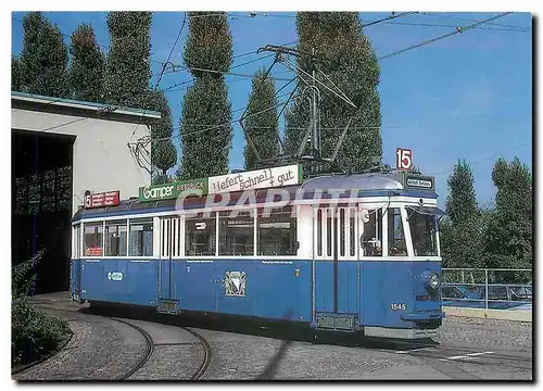 Cartes postales moderne Verkehrsbetriebe Zurich Be 4 4 1545 Pedaler Tramdepot Oerlikon