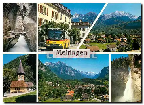 Cartes postales moderne Meiringen Aareschlucht Dorf Engelhorner Kirche Reichenbachfall