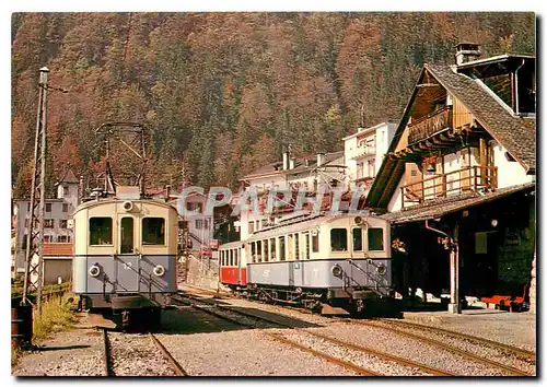 Cartes postales moderne Motrices ASD 12 et 2 avec voiture AOMC B2 22 en gare du Sepey