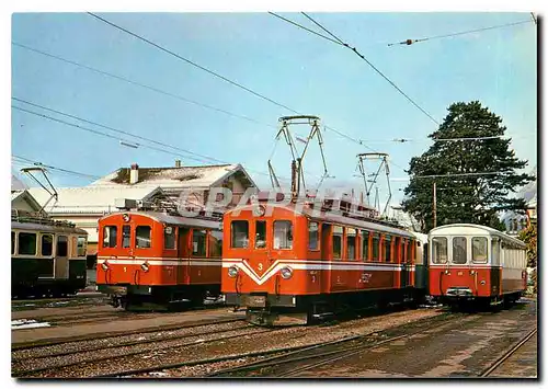 Cartes postales moderne Tram ABDe 4 4 1 et 3 en gare d'Aigle