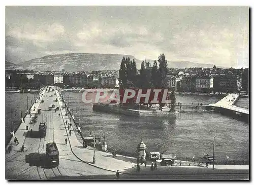 Cartes postales moderne Geneve de Jadis Le pont du Mont Blanc et l'lle Rousseau