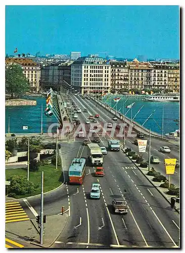 Moderne Karte Geneve Le Pont du Mont Blanc