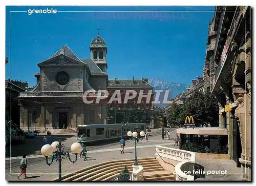 Cartes postales moderne Le tramway place Feliz Poulat L'eglise Saint Louis Grenoble