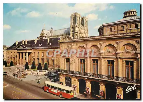 Cartes postales moderne Reims Marne Place Myon Herrick le theatre au second plan le palais de Justice domines par la Cat