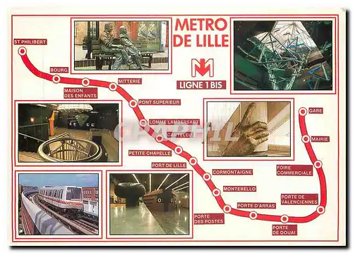 Moderne Karte Metro de Lille Ligne 1 Bis