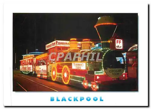 Moderne Karte Illuminated train. Blackpool