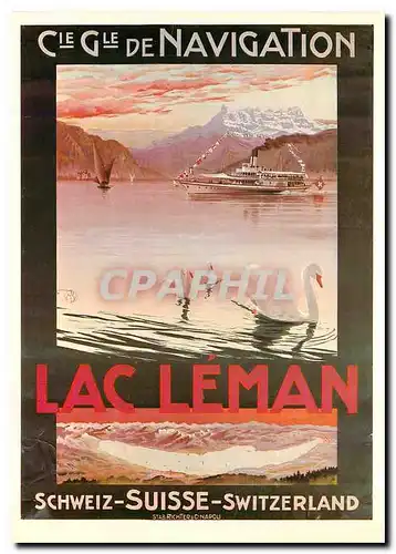 Moderne Karte Affiche pour Compagnie Generale de navigation Lac L�man