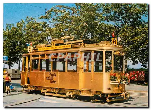 Moderne Karte Zur Erinnerung an eine Fahrt mit em goldige Sachsitram der Verkehrsbetriebe der Stadt Zurich