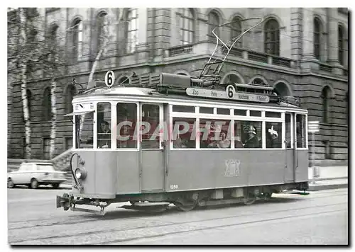 Moderne Karte Be 2/2 1259 (SIG/MFO 1919) erster Quersitztyp der VBZ vor der Hochschule um 1960