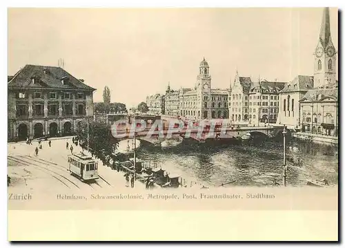 Cartes postales moderne Munsterbrucke und Rathausquai mit neuem Tramwagen Nr 113 anno 1903