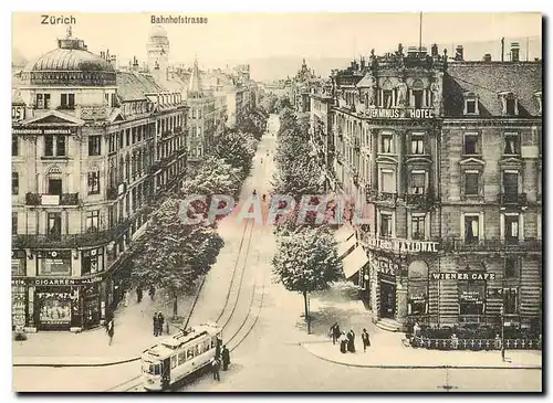 Moderne Karte Untere Bahnhofstrasse Zurich um 1900 noch ohne Autos