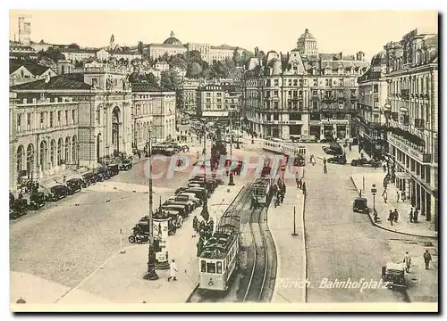 Cartes postales moderne Mittagsverkehr am Bahnhof 1934 Vorne Tram 148 ehemals Albisgutlibahn AGB Nr 2