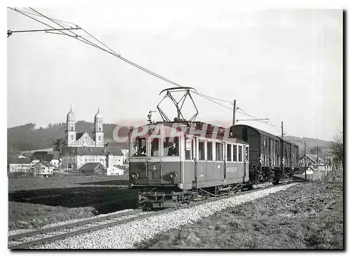 Moderne Karte SNB Bde 4/3 4 mit Rollschemeizug 757 Melchnau-Langenthal vor dem zweckentifremdeten Kloster St U