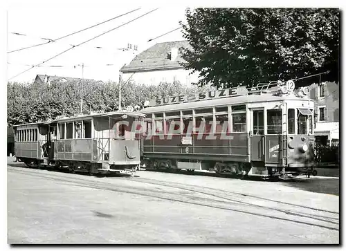 Cartes postales moderne ce 4/4 69 et deux voitures ex VE au Rodeau de Carouge vers 1950 . Photo J. Paillard