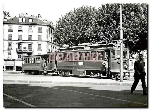 Moderne Karte Ce 2/4 75 (SWS  1901) et C 265 ( ex VE) � Rive 1950. Photo J. Paillard