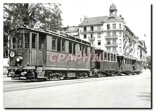 Cartes postales moderne Ce 4/4 155 et trois C4 (C4 353  SIG ex berne et deux Bautzen).Train de midi 12/5.1950 .Photo