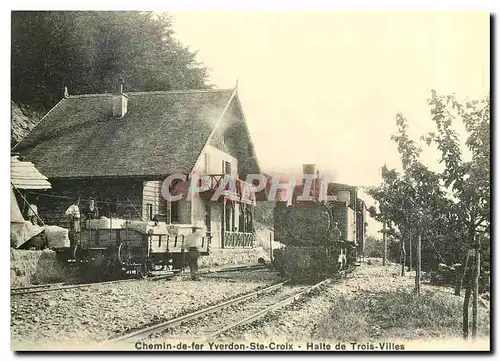 Moderne Karte Halte de Trois-Villes vers 1905. Collection J-P Cuendet