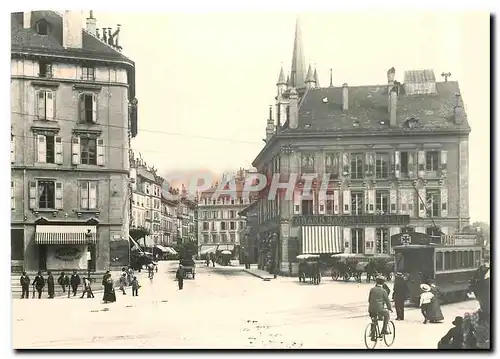 Moderne Karte in-Francois.tram arrivant de la Sallaz. Le batiment des postes et messageries cche encore l