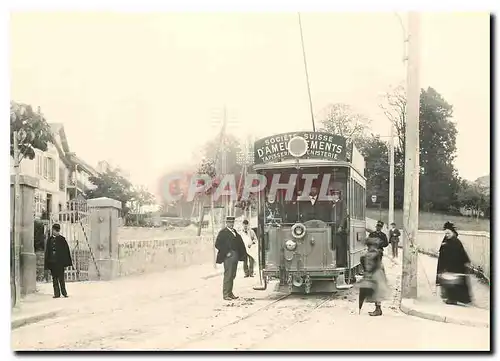 Moderne Karte Tram de la premi�re serie (C2/2 1-14  21-27) � B�thusy  vers 1900.Coll. Musee de l'Elys�e Societ