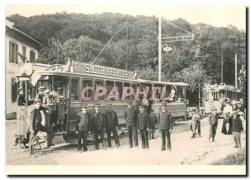 Moderne Karte Montheron  lors de l'inauguration du prolongement de la ligne en 1907.Ce 2/2 45 et C101. Coll. P