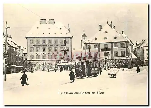 Moderne Karte La Cahux-de-Fonds.Rue L�opold Robert et fonaine monumenale.Coll.R.Siegen:haler