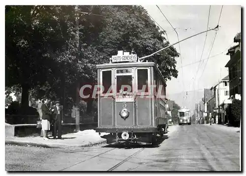 Moderne Karte Vl de Ruz. Derniers jours  tram et trlleybus a CERNIER.1.9.1948. Photo P.Duvanel