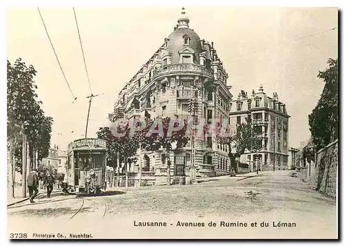 Moderne Karte Tram de Lutry au carrefour avenue de Rumine  avenue du L�man. Env 1900 Coll. AVL