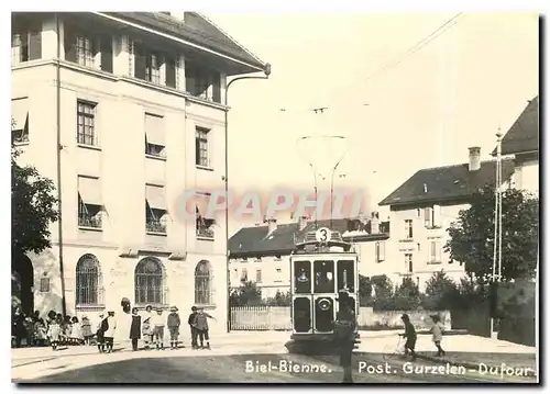 Moderne Karte Ligne de Mache  tram � la poste de Gurzelen. Env  1920. Coll VHS