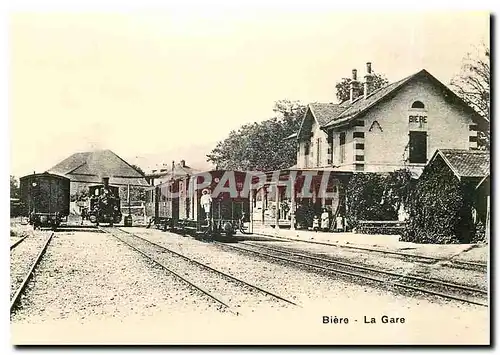 Moderne Karte La gare e Bi�re au d�but du si�cle  Coll.J-L. Rochaix