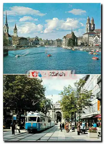 Cartes postales moderne Zurich Blick von der Quaibrucke Bahnhofstrasse  Hauptbahnhof