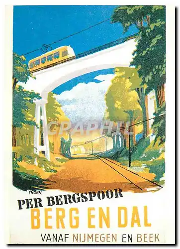 Cartes postales moderne Affiche van Germeente Tram Nijmegen uit 1949  met trams op en biij het viaduct aar-mee lijn 2 ov