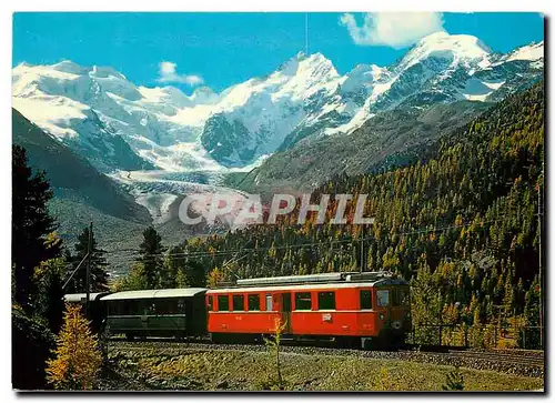 Moderne Karte Berninabahn bei Morteratsch (Graubunden)