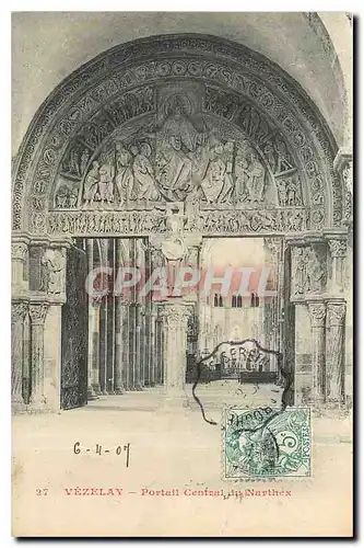 Cartes postales Vezelay Portail Central du Narthex