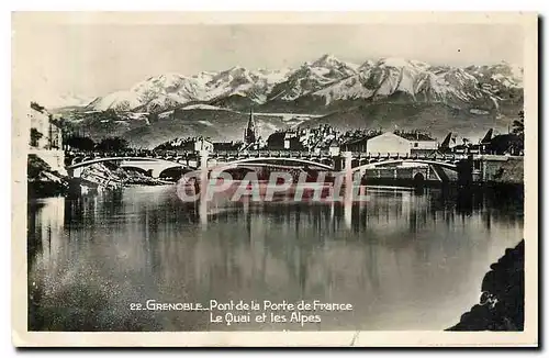 Cartes postales moderne Grenoble pont de la Porte de France le Quai et les Alpes