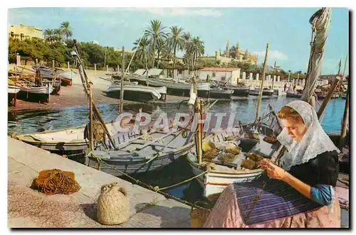 Cartes postales moderne Palma Remendando redes en el Muelle de pescadores