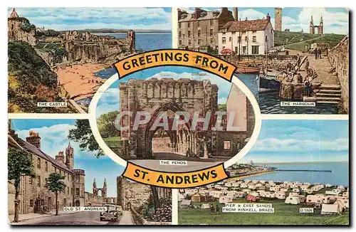 Cartes postales moderne Greetings from St Andrews The castle Kinkell Braes The harbour