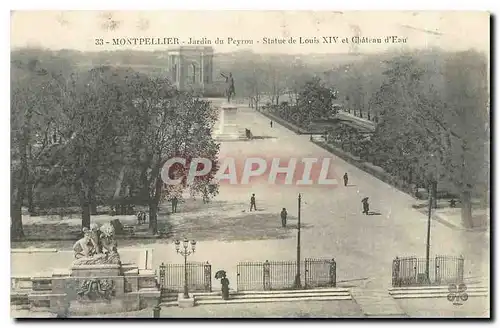 Ansichtskarte AK Montpellier Jardin du Peyrou Statue de Louis XIV et Chateau d'Eau