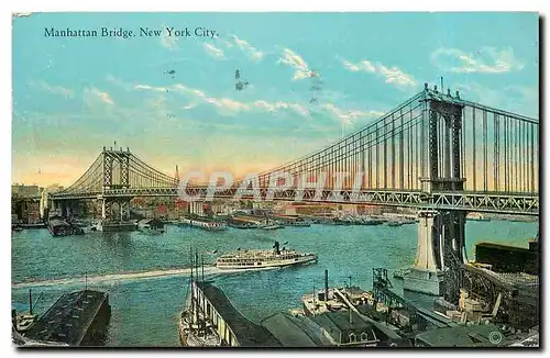 Cartes postales Manhattan Bridge New York City Bateaux