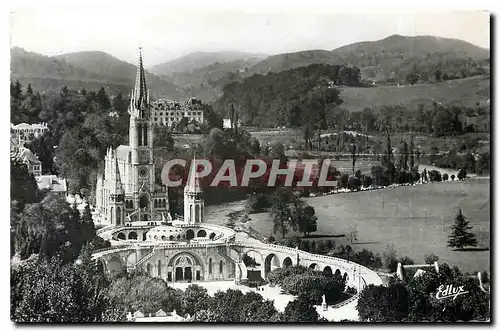 Moderne Karte Lourdes La Basilique vue du Chateau Fort