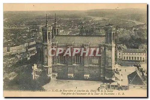 Ansichtskarte AK Lyon ND de Fourviere et jonction du Rhone et de Saone Vue prise de l'ascenseur de la Tour de Fou