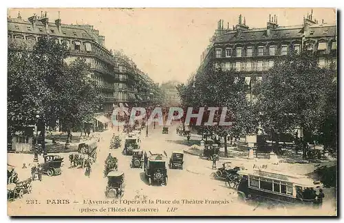 Cartes postales Paris L'Avenue de l'Opera et la Place du Theatre Francais