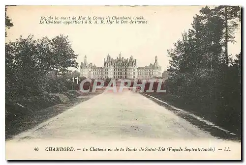 Cartes postales Chambord Le Chateau vu de la Route de Saint Die