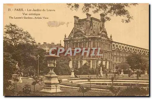 Cartes postales Paris Les Jardins du Louvre Vue artisque