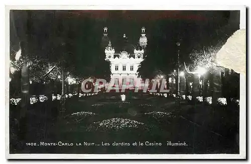 Cartes postales Monte Carlo la Nuit Les Jardins et le Casino illumine