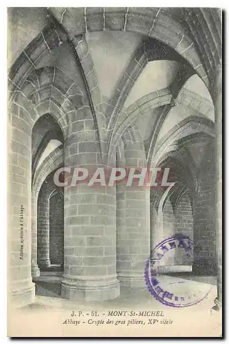 Ansichtskarte AK Mont St Michel Abbaye Crypte des grou gros piliers