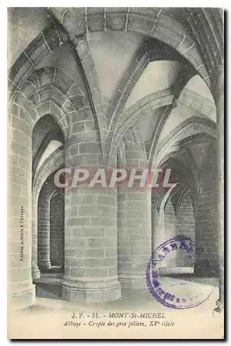 Cartes postales Mont St Michel Abbaye Crypte des grou gros piliers