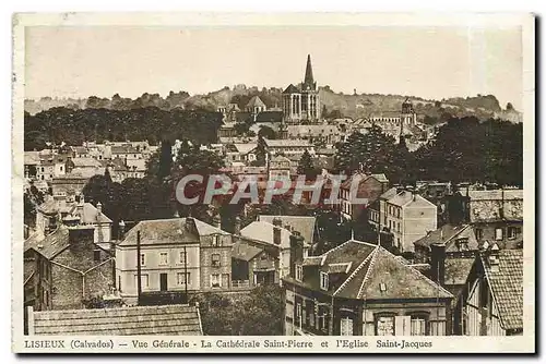 Ansichtskarte AK Lisieux Calvados Vue Generale La Cathedrale Saint Pierre et l'Eglise Saint Jacques